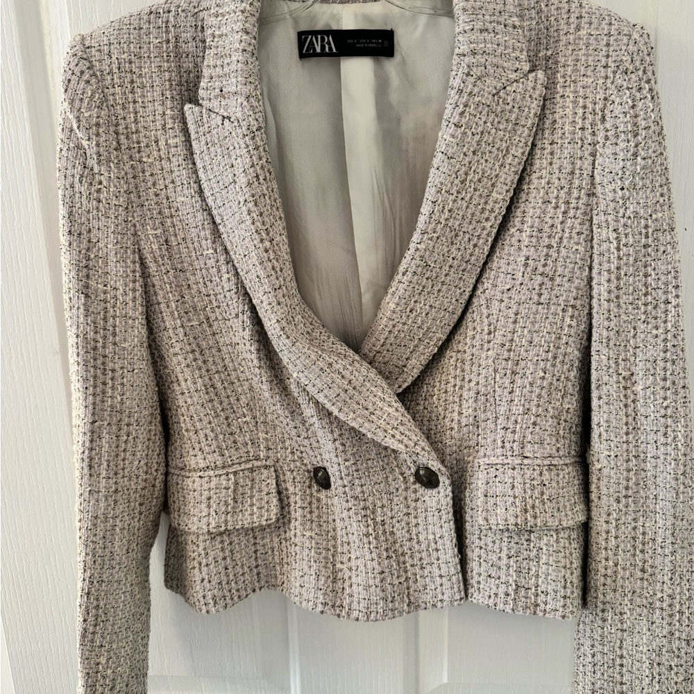 Zara Gray Tweed Blazer